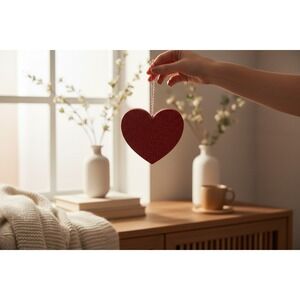 Horizon Group USA Glitter Heart Ornaments Set of 2 Red New Valentine Decor